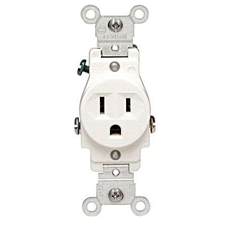 15 Amp Single Outlet - White