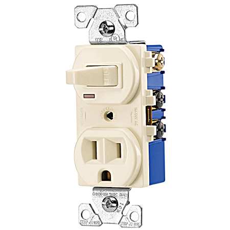 15 Amp Combination Receptacle - Light Almond