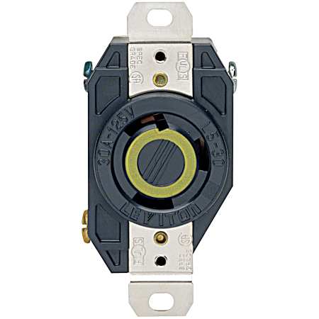 30 Amp Single Locking Outlet - Black