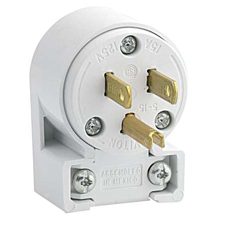 White 3-Wire Straight Blade Grounding Plug