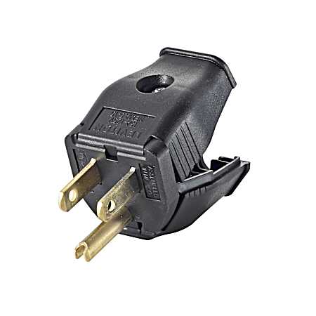 Black Hinged 3-Wire Grounding Cord Plug
