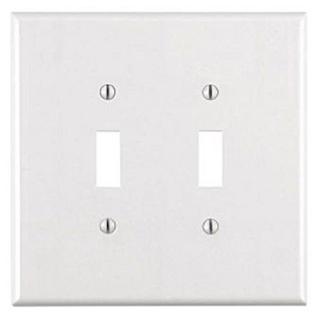 2-Switch Oversized Toggle Wallplate - White