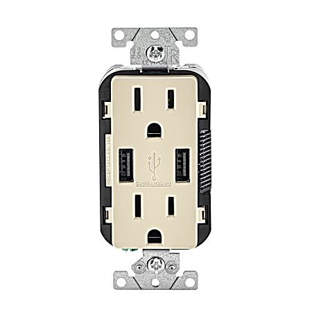 Combo Duplex Receptacle w/2 USB Charger - Almond