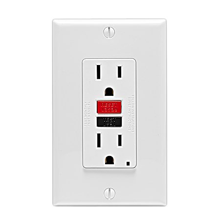 15A-125V Self Test GFCI Wallplate - White