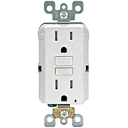 15A-125V Self Test Tamper Resistant GFCI -White