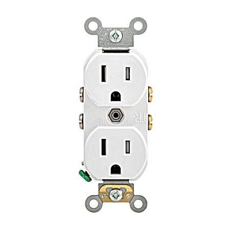 15A-125V White Tamper-Resistant Duplex Commercial Spec Grade Outlet