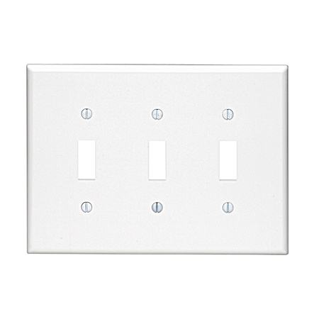 Three-Gang Toggle Switch Midway Size White Wall Plate