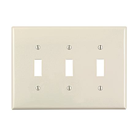 Three-Gang Toggle Switch Midway Size Light Almond Wall Plate