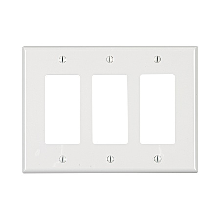 Decora Three-Gang Midway Size White Nylon Wall Plate
