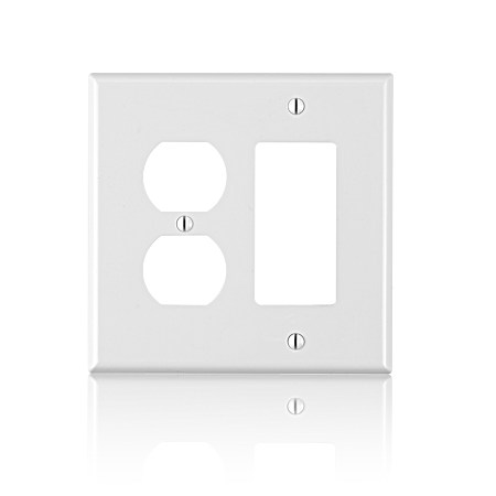 Decora Two-Gang One-Duplex Midway Size White Nylon Combination Wall Plate