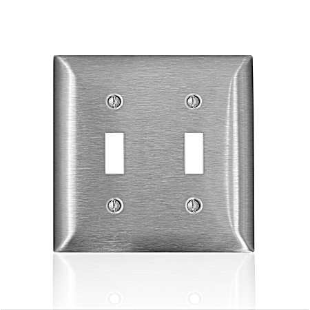 Two-Gang Stainless Steel Toggle Switch Wall Plate