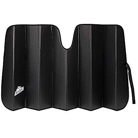 Universal 55 In. x 27.5 In. Matte Black Front W/PVC Design Folding Sun Shade