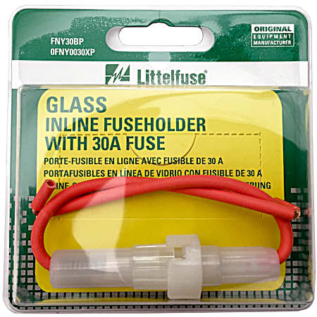 Glass Fuse Heavy Duty 30 Amp In-Line Fuseholder