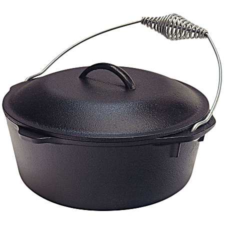 Black Traditional Cast Iron Dutch Oven w/ Wire Bail Handle