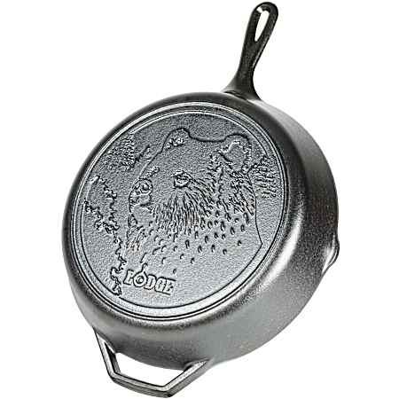 12 in Seasoned Cast Iron Skillet w/ Bear