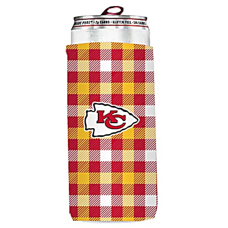 Kansas City Chiefs Plaid Slim Can Cooler