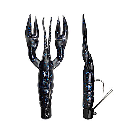 Black Blue Fleck Pre-Rigged Finesse Craw Plastic Crayfish