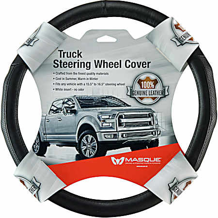 Truck/SUV Black Leather Steering Wheel Cover