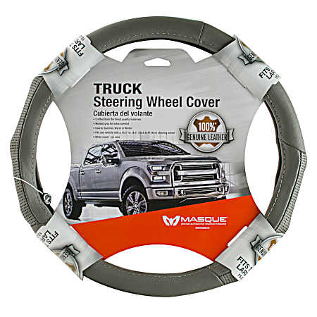 Truck/SUV Gray Leather Steering Wheel Cover