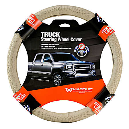 Truck/SUV Embossed Beige Leather Steering Wheel Cover