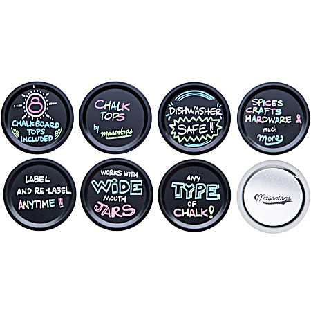 Chalk Tops Wide Mouth Blackboard Canning Jar Lids - 8 Pk