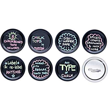 Chalk Tops Regular Mouth Blackboard Canning Jar Lids - 8 Pk
