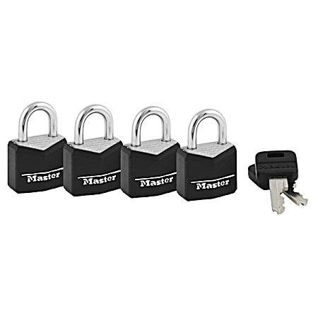 4 Pk. Covered Solid Body Padlocks