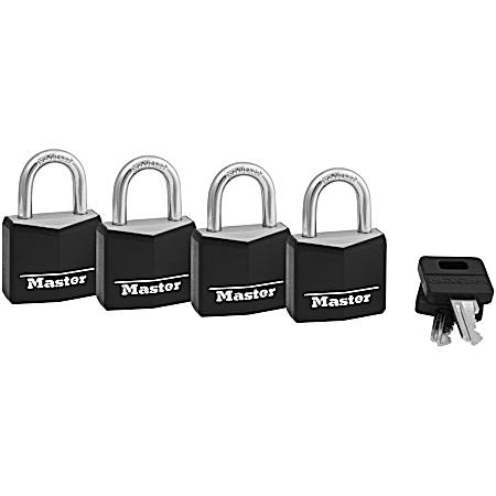 4 Pk. Covered Solid Body Padlocks