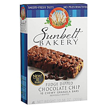 Fudge Dipped Chocolate Chip Chewy Granola Bars - 10 Pk
