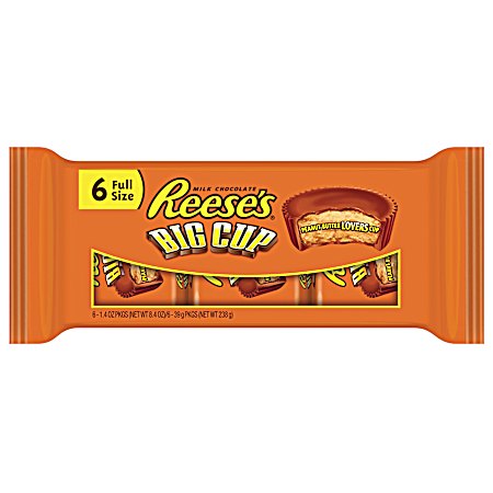6 - 1.4 oz Big Cup Milk Chocolate & Peanut Butter Candy Cups