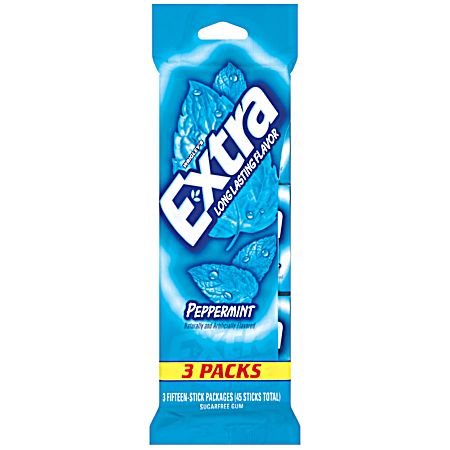 Extra 3 PK Sugar Free Peppermint Chewing Gum
