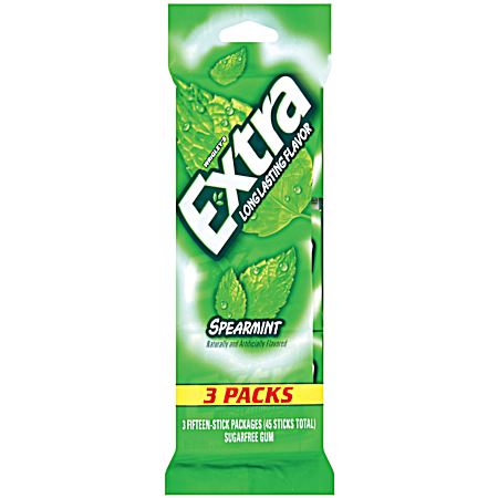 Extra 3 PK Sugar Free Spearmint Chewing Gum