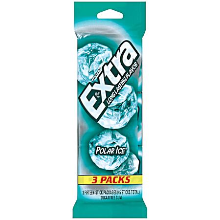 Extra 3 PK Sugar Free Polar Ice Chewing Gum