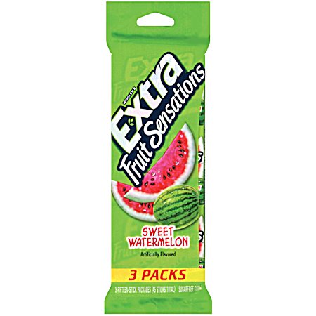 Fruit Sensation Sweet Watermelon Gum - 3 Pk