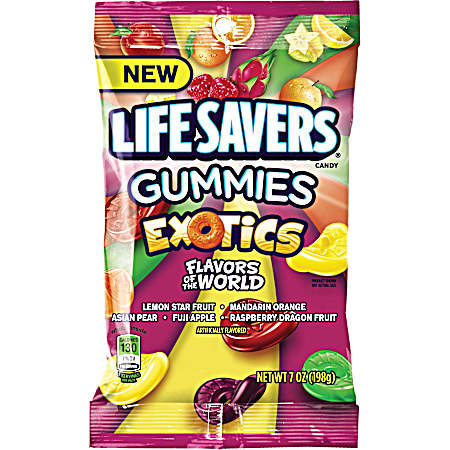 Exotics 7 oz Flavors of the World Fruit Gummies Candy