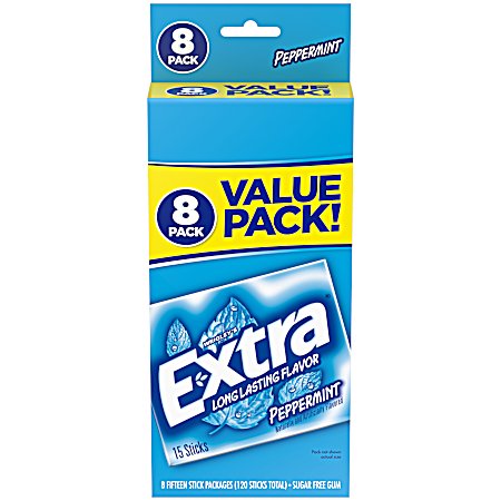Extra Sugar Free Peppermint Chewing Gum - 8 pk