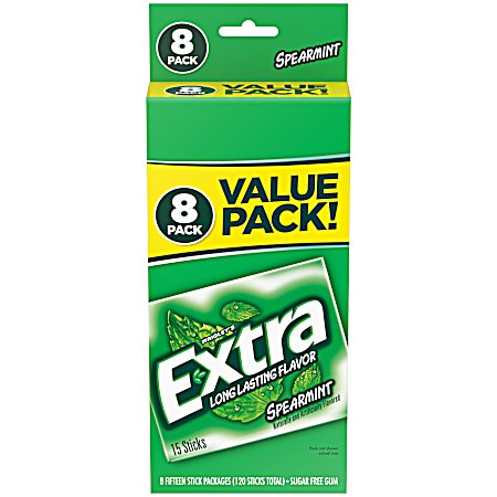 Extra Sugar Free Spearmint Chewing Gum - 8 pk