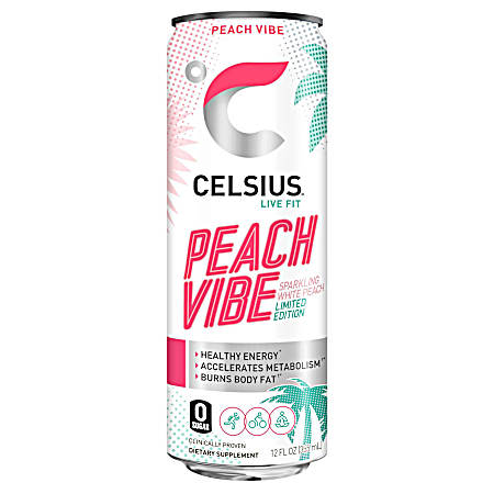 12 oz Sparkling Peach Vibe Energy Drink