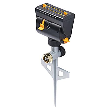 Black MiniMax Turbo Oscillating Sprinkler on Step-Spike