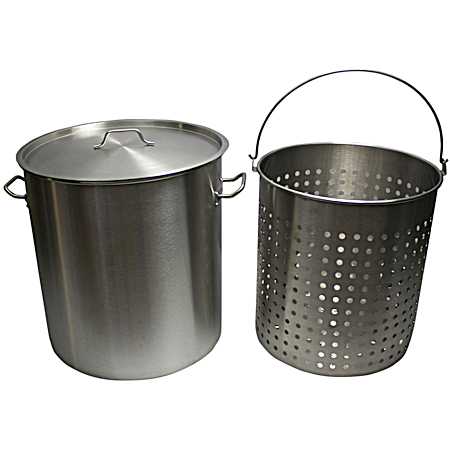 42 qt Aluminum Pot w/ Strainer Basket