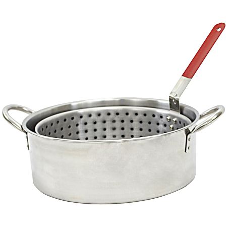 10.5 qt Stainless Steel Pot w/ Strainer Basket