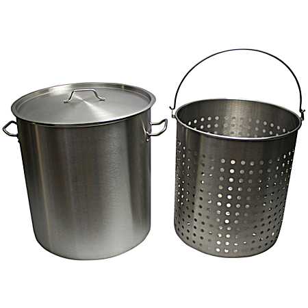 24 qt Stainless Steel Pot w/ Strainer Basket
