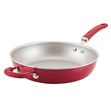 12.5 in Red Deep Skillet w/ Helper Handle