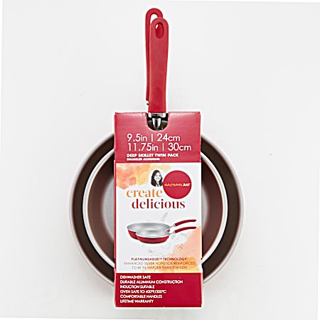 9 in & 11.5 in Red Nonstick Skillet Twin Pack
