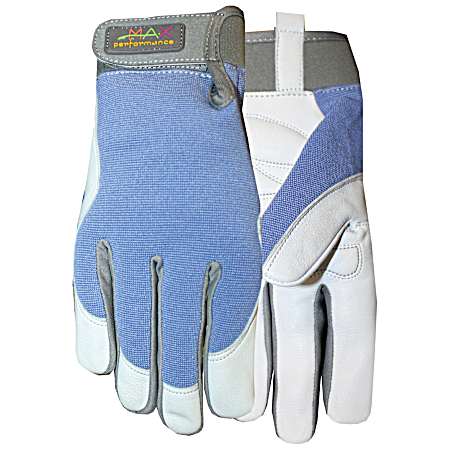 Women's Blue/White Goatskin Leather Garden Gloves