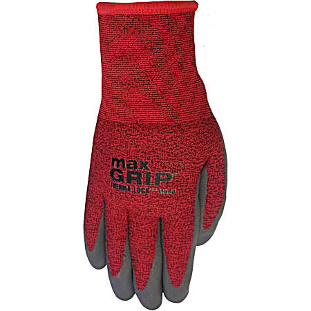 Adult Max Grip Red/Black Nitrile Dot Lined Gloves w/ Therma Lock