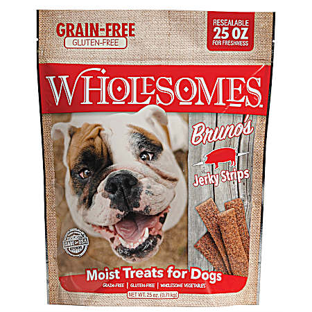 Bruno's Jerky Strips Grain-Free Pork Flavor Dog Treats, 25 oz