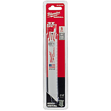 6 In. Sawzall 18 TPI Metal Blades - 5 Pk.