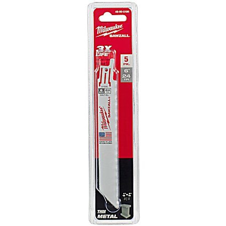 6 In. Sawzall 24 TPI Metal Blades - 5 Pk.