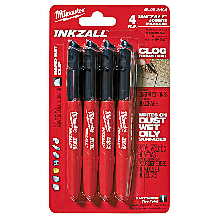 Inkzall Black Fine Point Jobsite Markers - 4 Pk.